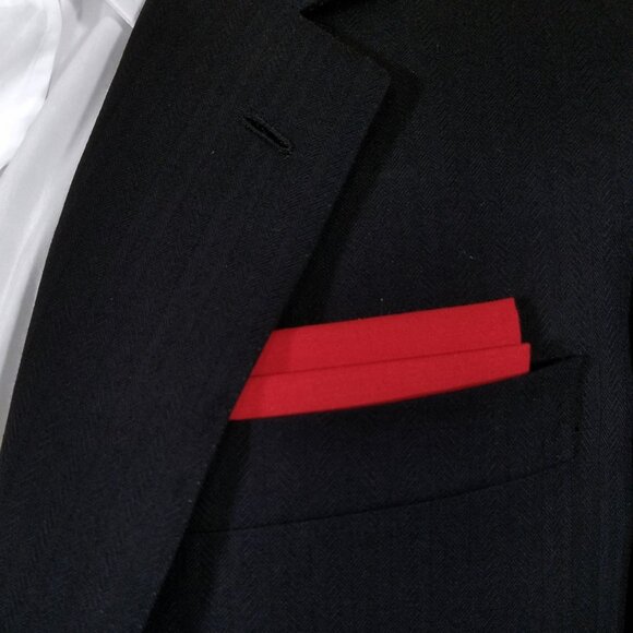 NEW Red 100% Cotton Pre-Folded Pocket Square Handkerchief Insert - Picture 2 of 6